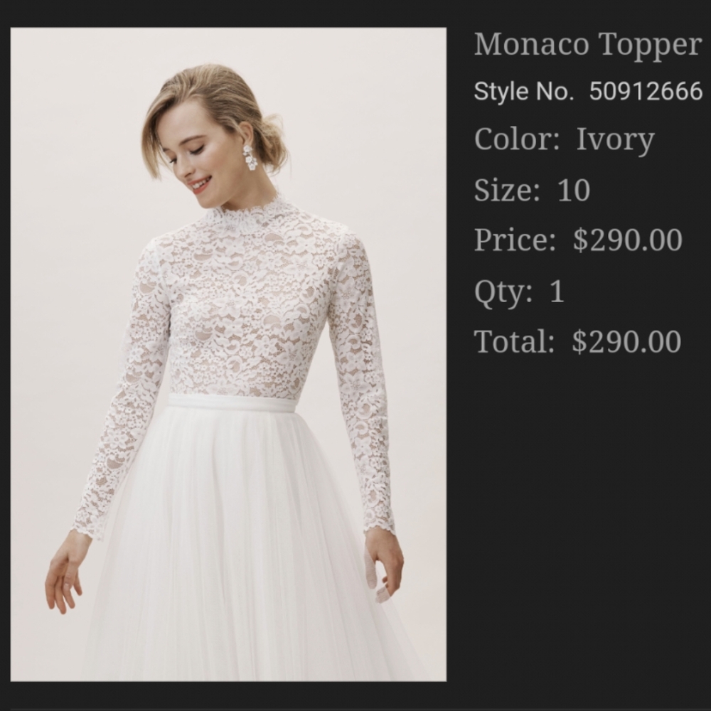 BHLDN Wedding Topper size 10